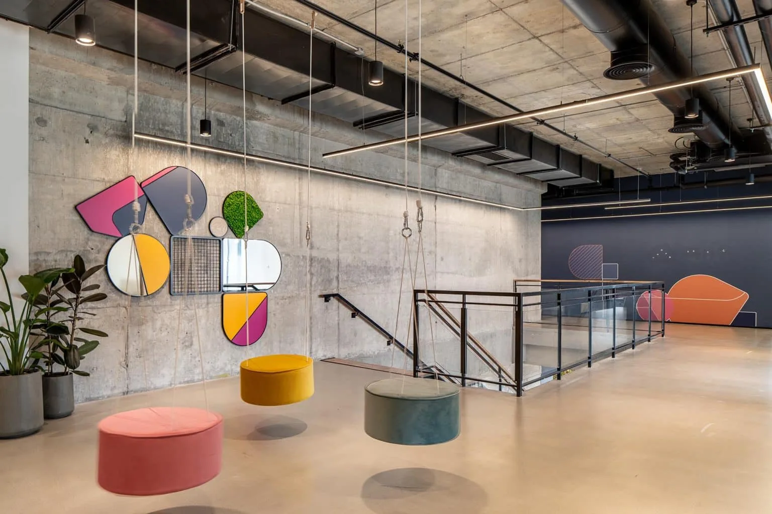 Seating and gathering area at Abra offices