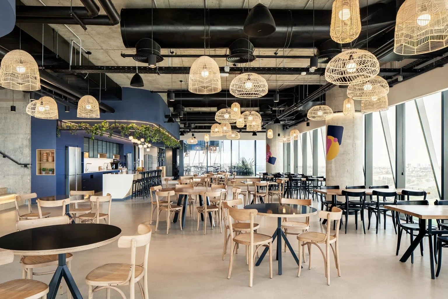 Dining and collaboration area at Abra offices