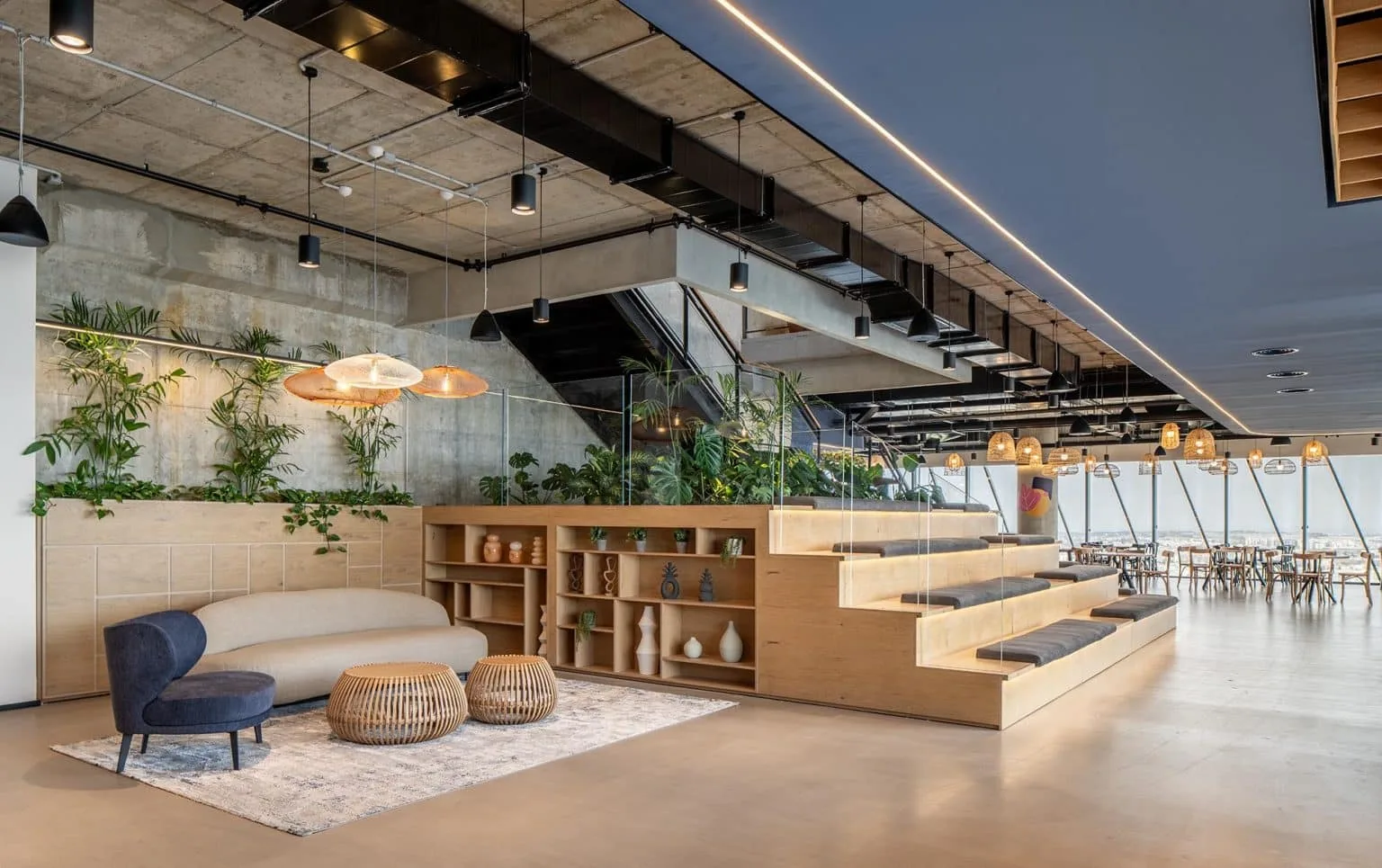Lounge and seating area at Abra offices