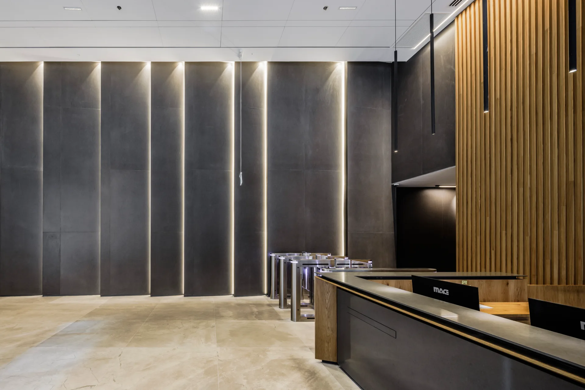 Large meeting room with a long table