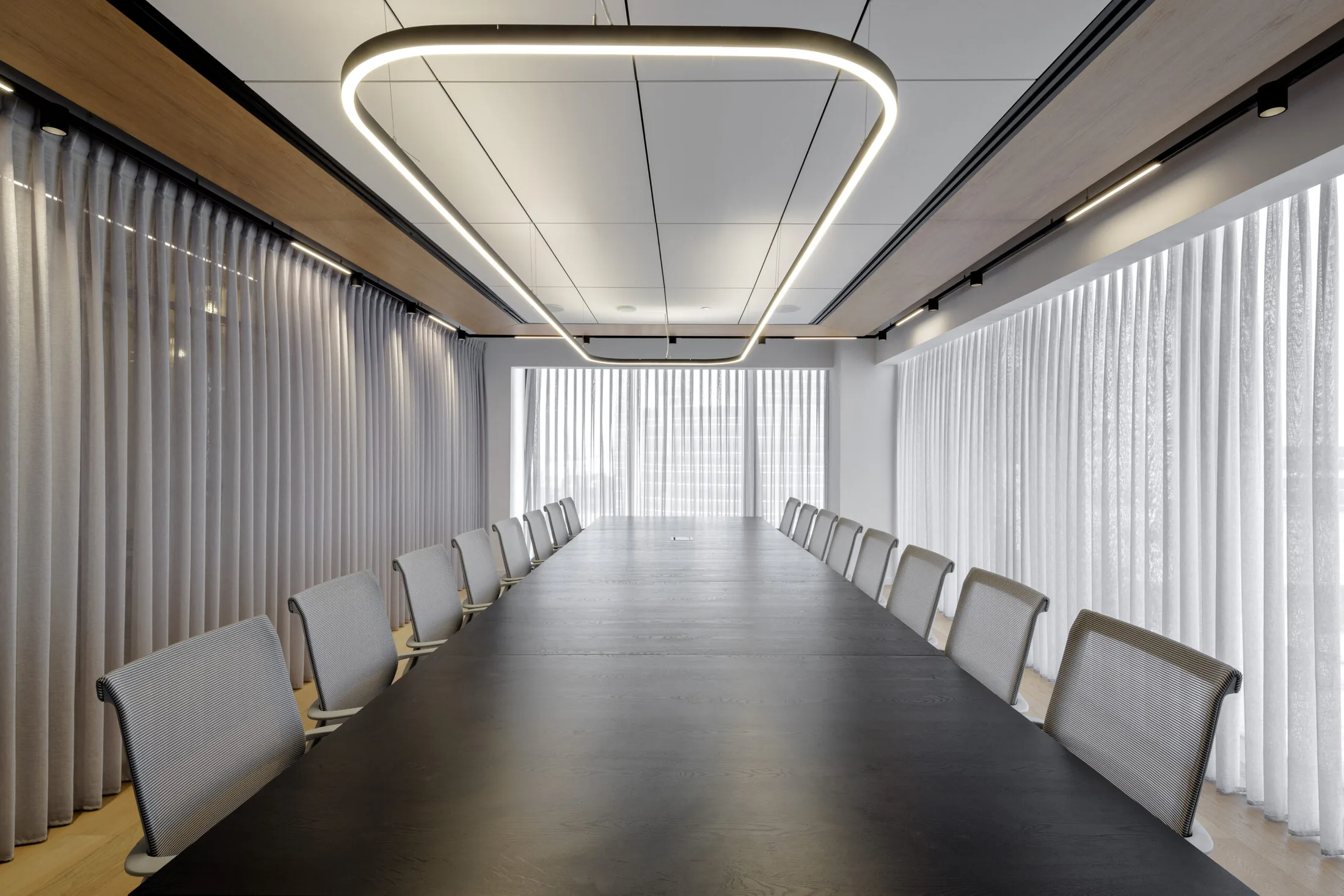Long meeting room at IT company offices