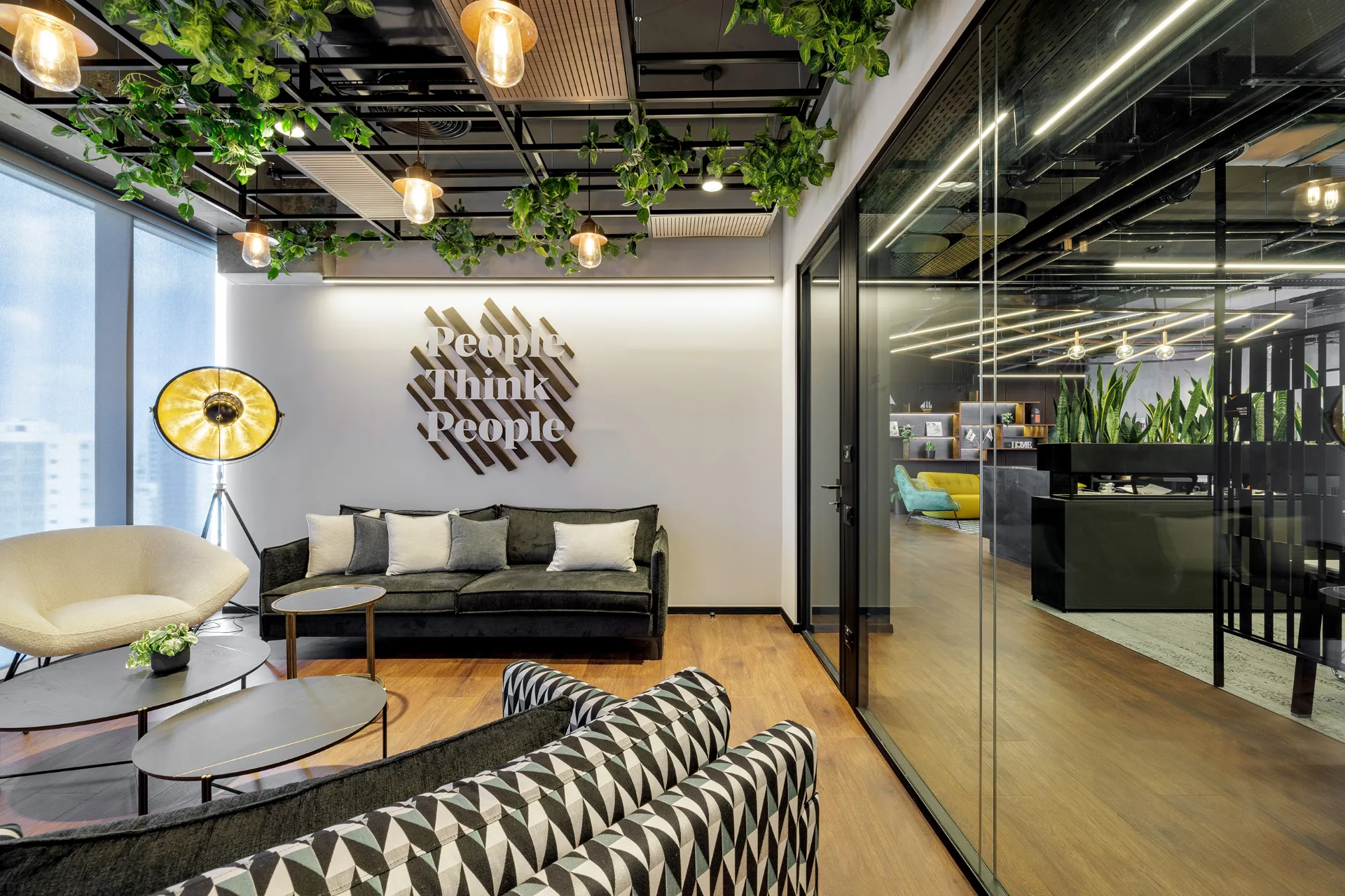 Boardroom with a linear pendant above the table