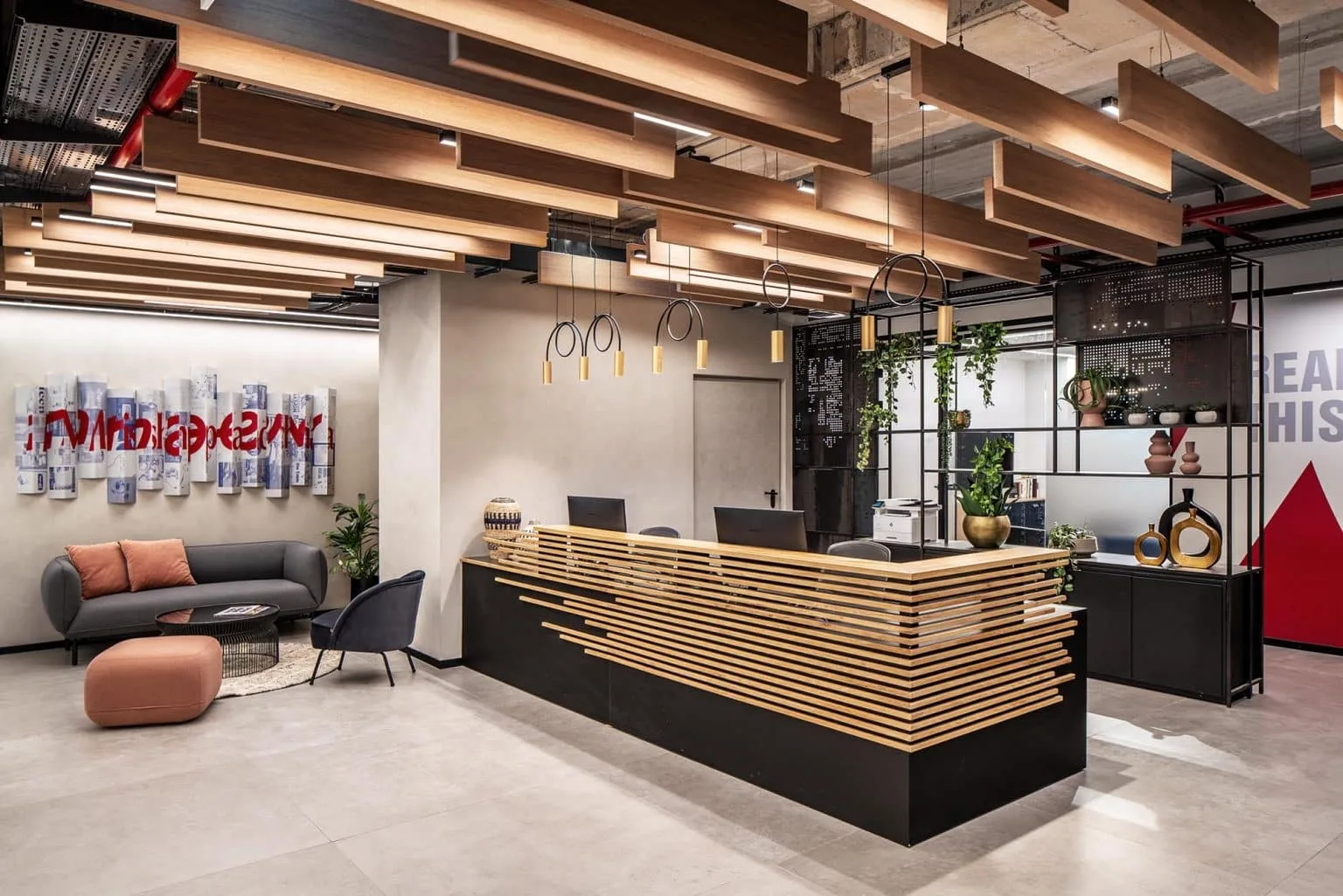 Reception and lounge area at Mishpacha Magazine offices