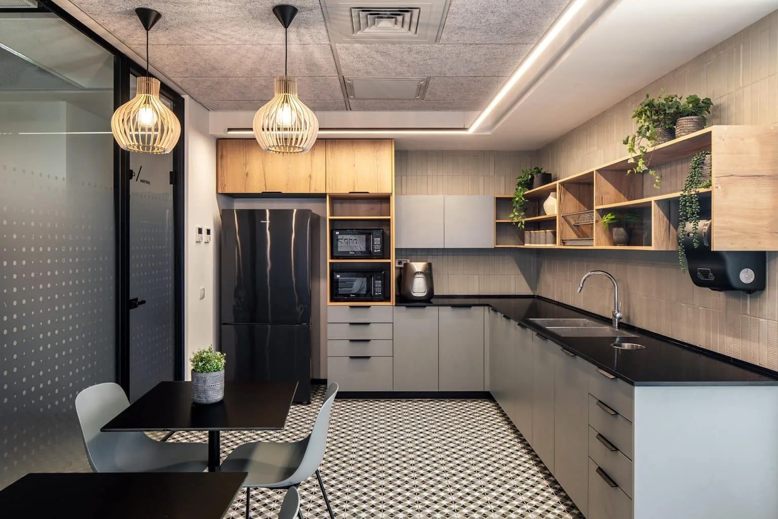 Additional kitchen area at Mishpacha Magazine offices