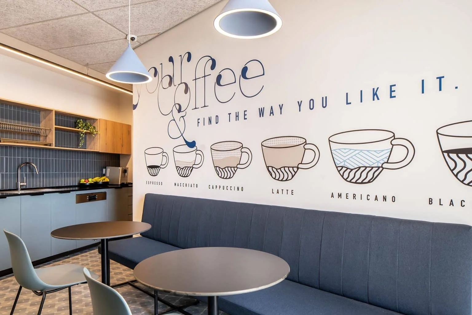 Coffee area at Mishpacha Magazine offices