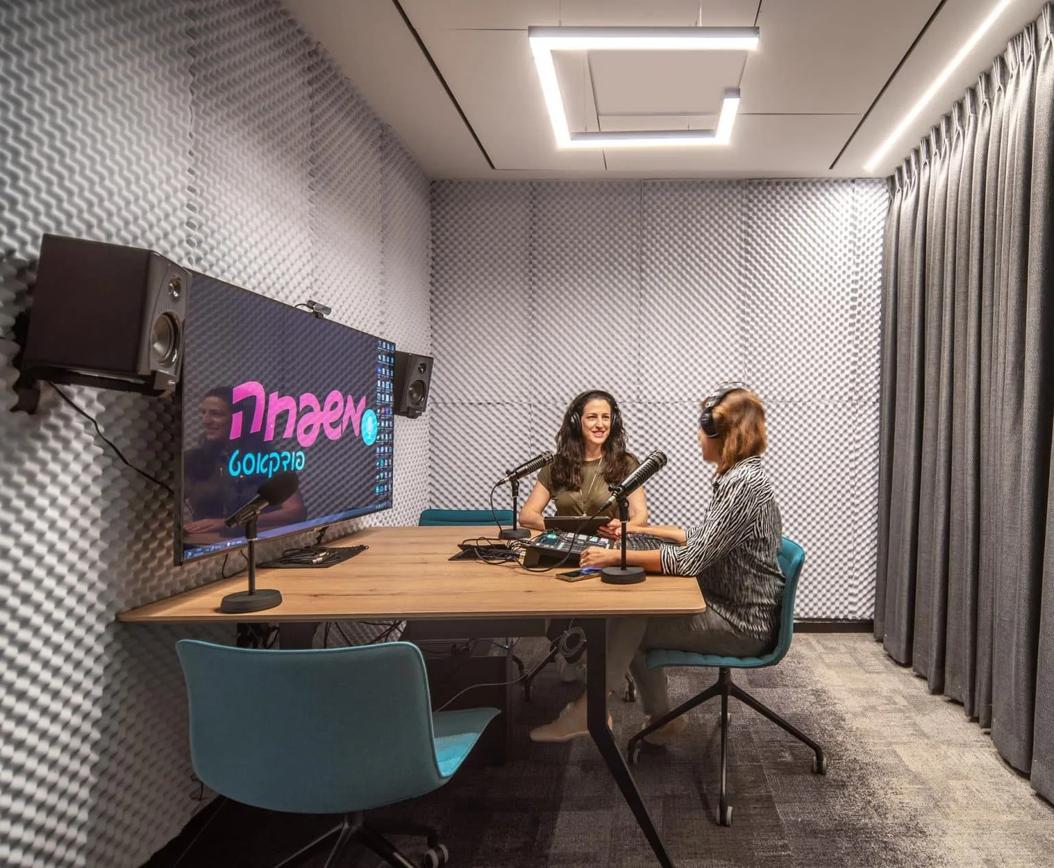 Recording or podcast room at Mishpacha Magazine offices