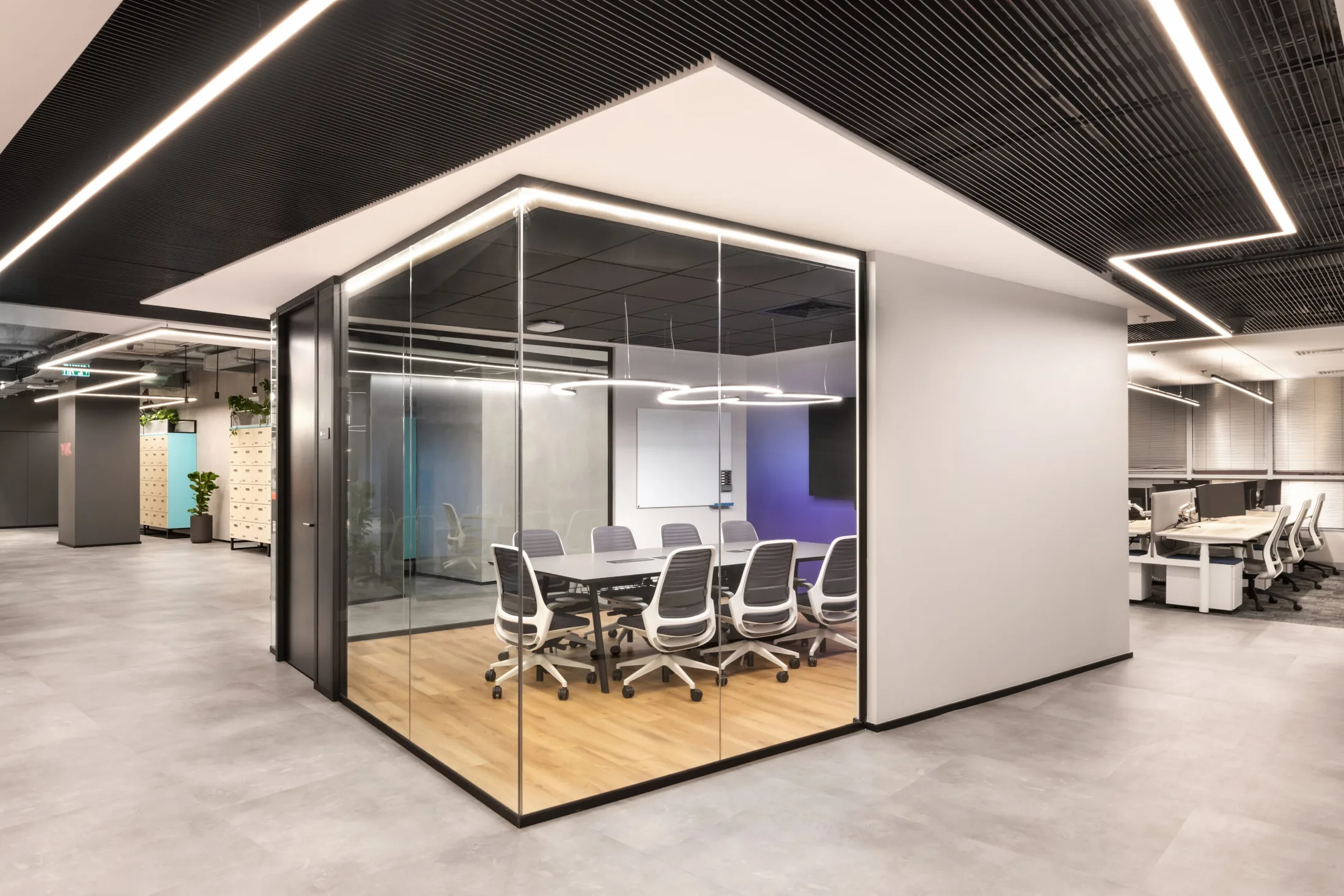 Glass meeting room at NICE offices