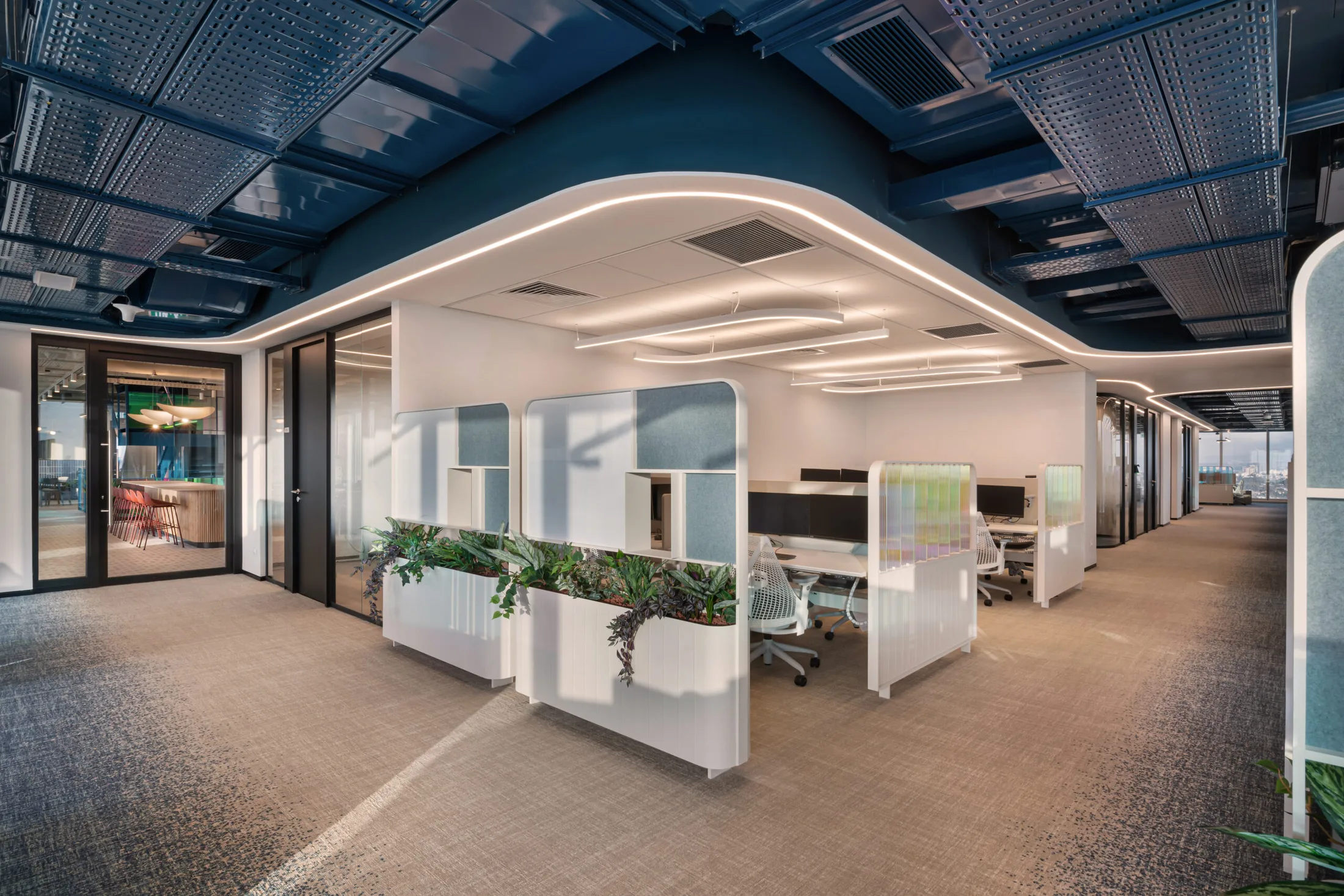 Contemporary workplace at Payoneer offices