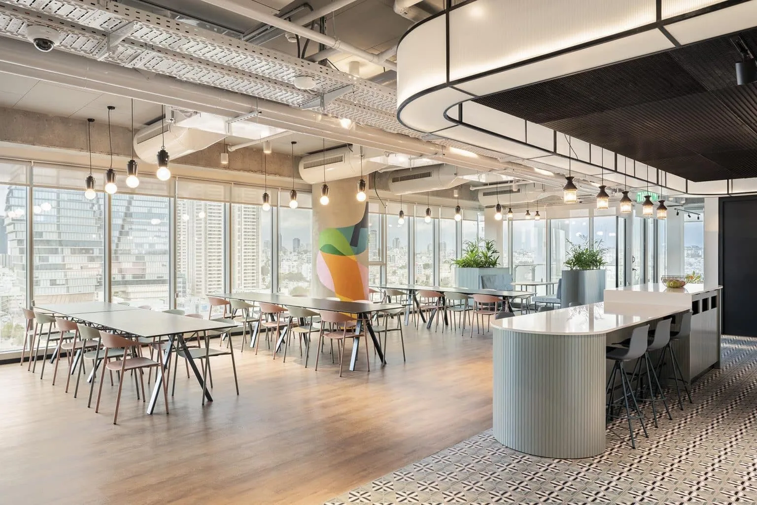 Dining and gathering space at PayPal offices