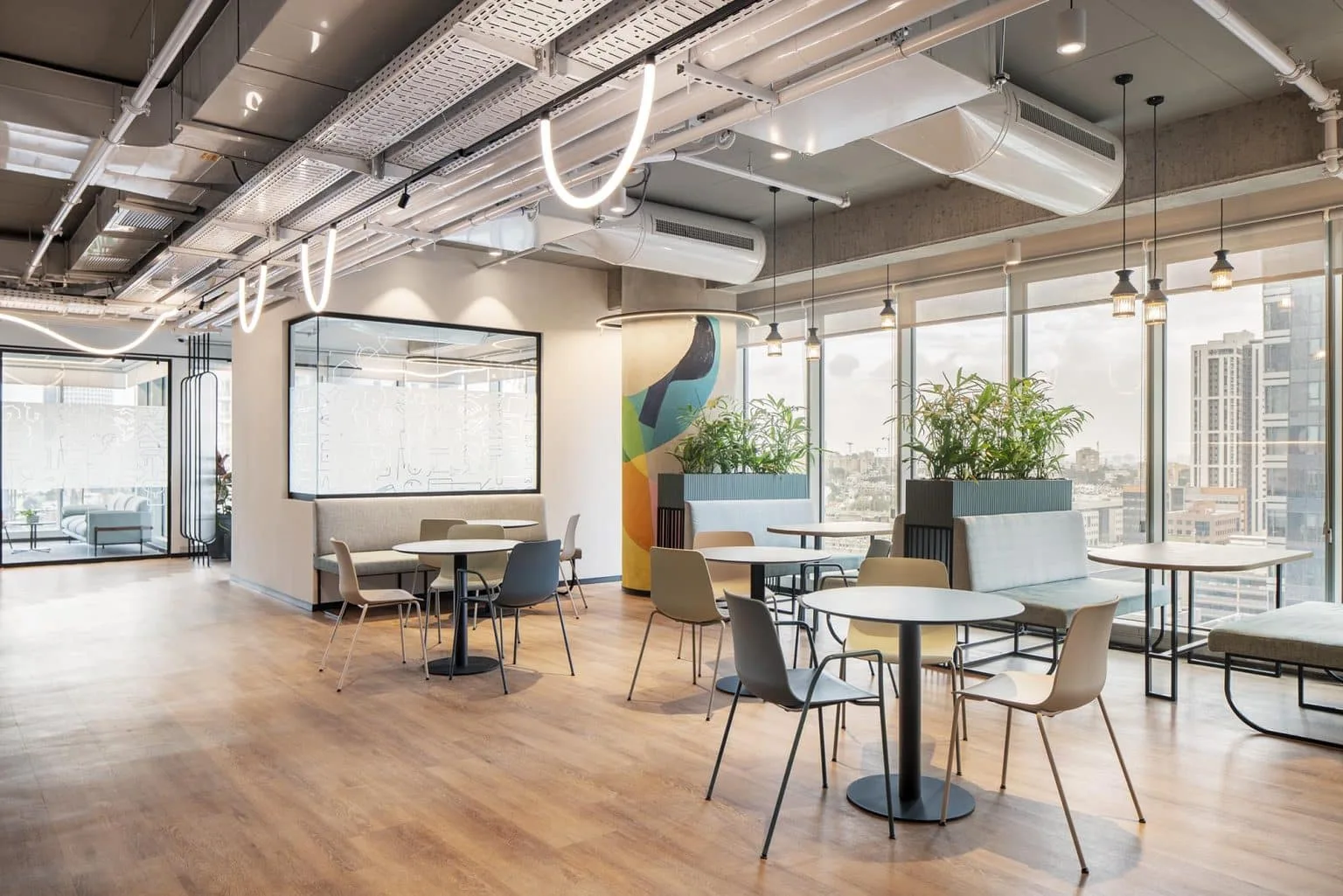 Dining and collaboration area at PayPal offices