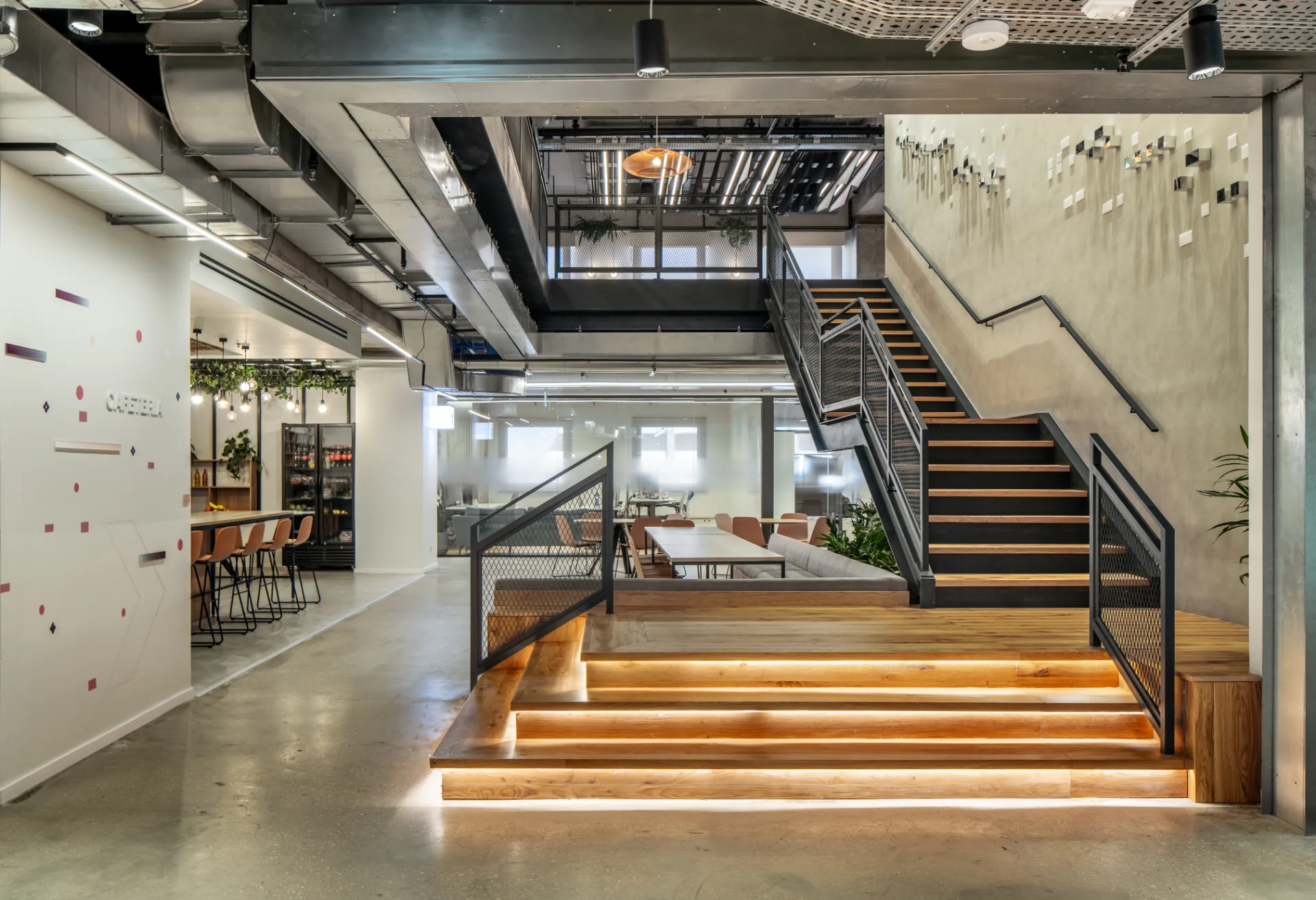 Feature stair with integrated step lighting