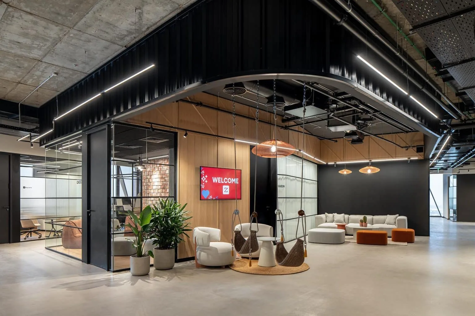 Reception and lounge area at ZoomInfo offices